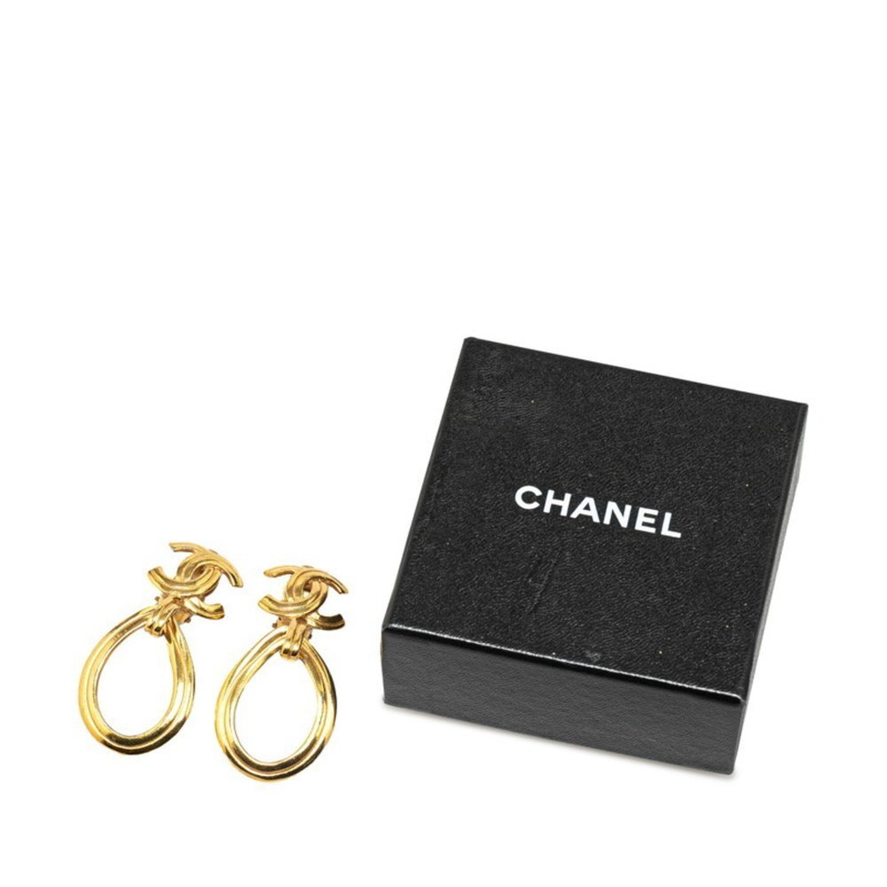 CHANEL Authentic Gold Logo Earrings - Picture 5 of 5